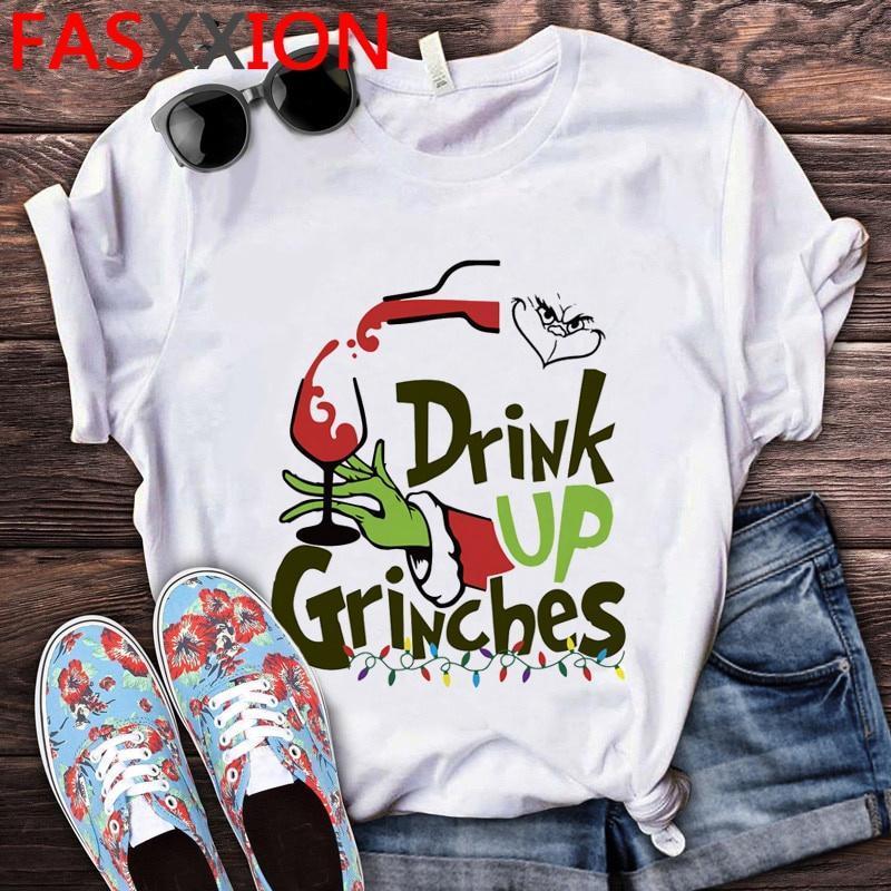 เสื้อยืดคริสต์มาส Cartoon Christmas Grinch Graphic T Shirt Men Women  Grinch  Tees Merry ChristmasCa