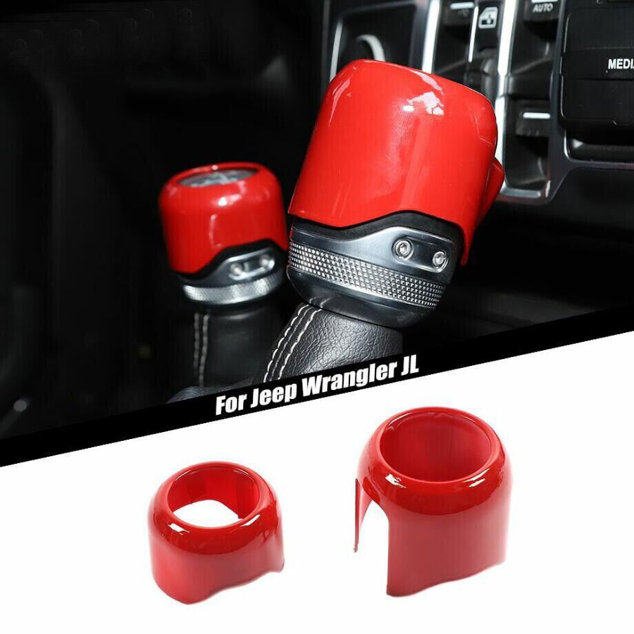เกียร์ Shift 4WD ฝาครอบลูกบิดสําหรับ Jeep Wrangler JL 18-23 อุปกรณ์เสริมสีแดง ABS 2X