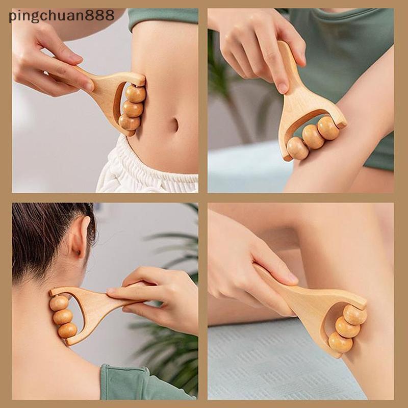 Pingchuan888 ไม้ Roller Massager Therapy Body Massager ใบหน้าไหล่คอมือ Push Rolling นวด Body Soothin