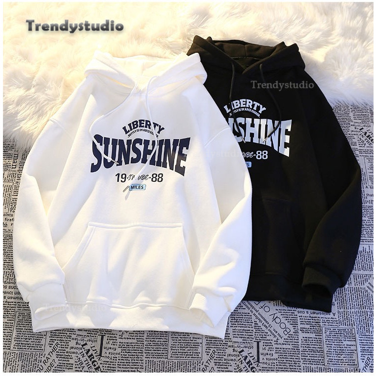 COD✅เสื้อฮู้ดกันหนาว ผ้าสำลีอย่างดี นิ่มสบายผิว เสื้อฮู้ดแขนยาว ลาย SUNSHINE ใส่ได้ทั้งผู้ชายและผู้หญิง UNISEX