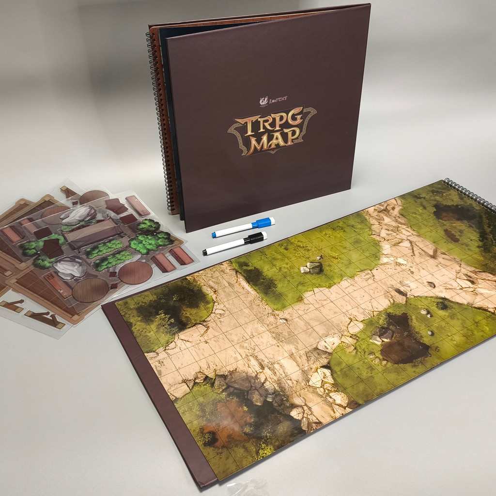 อุปกรณ์เสริมเกมกระดาน TRPG โมดูลแผนที่อัลบั้ม DND pf ฉากเขียนได้ Compound Terrain สติกเกอร์