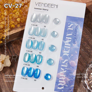 Vendeeni เซ็ตสีเจลแคทอาย 5 ขวด พร้อมกลิตเตอร์ สีลูกแก้วเล่นแสงชัด ติดทน ต้องอบ UV/LED