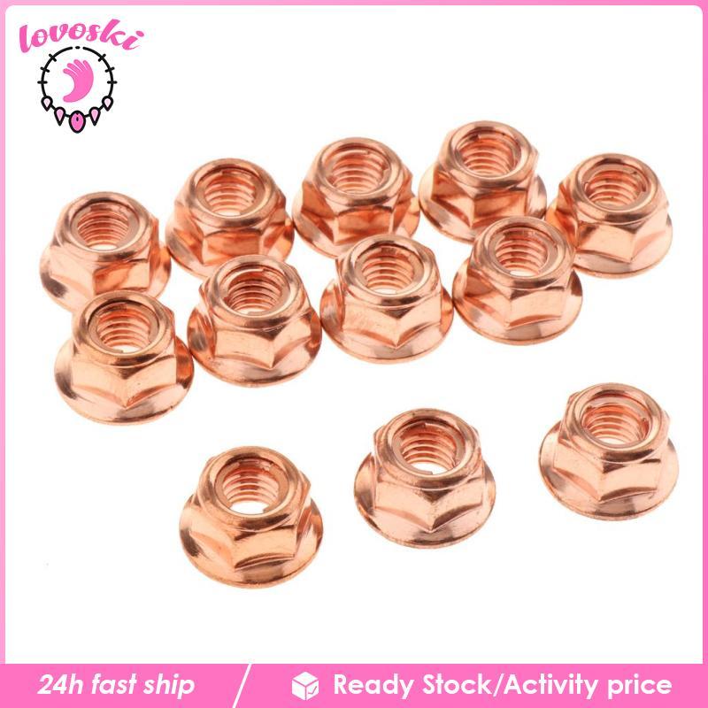 [Lovoski] น็อตท่อไอเสียชุบทองทองแดง 12x M8 8 มม. น็อตอุณหภูมิสูงสําหรับ E30