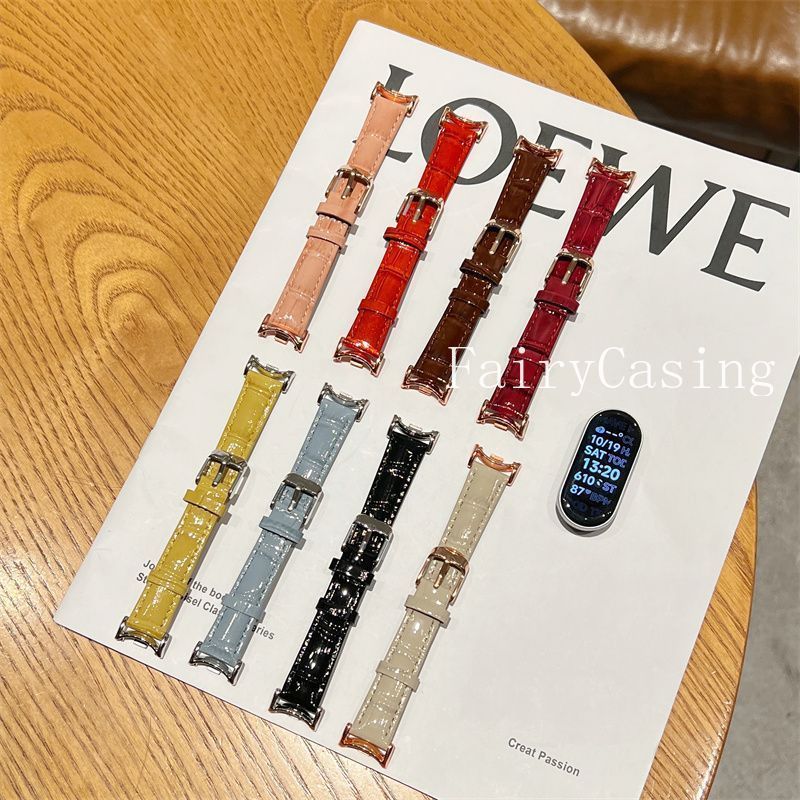 Bright Faced ไม้ไผ่ Nodes สายหนังสําหรับ Xiaomi Mi Band 11 10 9 8 7 6 5 4 3 สร้อยข้อมือสําหรับ Mi Band 8 9 10 Pro NFC Band