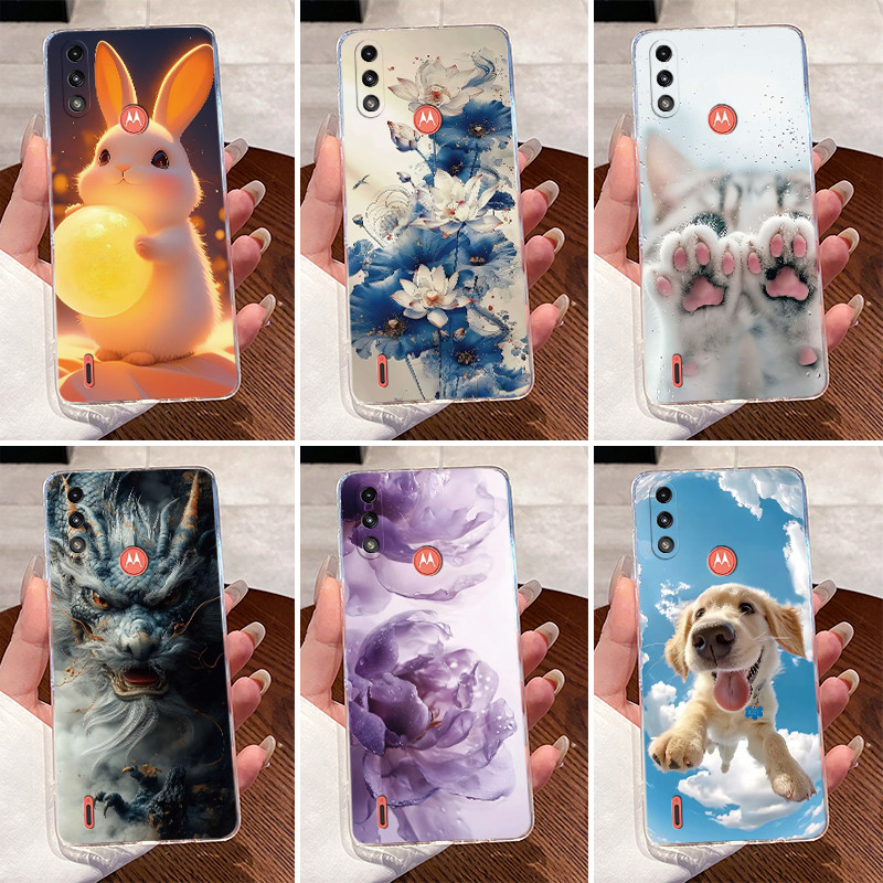 สําหรับ Moto E7i กรณีความงามหรูหราน่ารัก Cool ชายหญิงโปร่งใสปลอกอ่อนสําหรับ Motorola Moto E7 power เคสโทรศัพท์