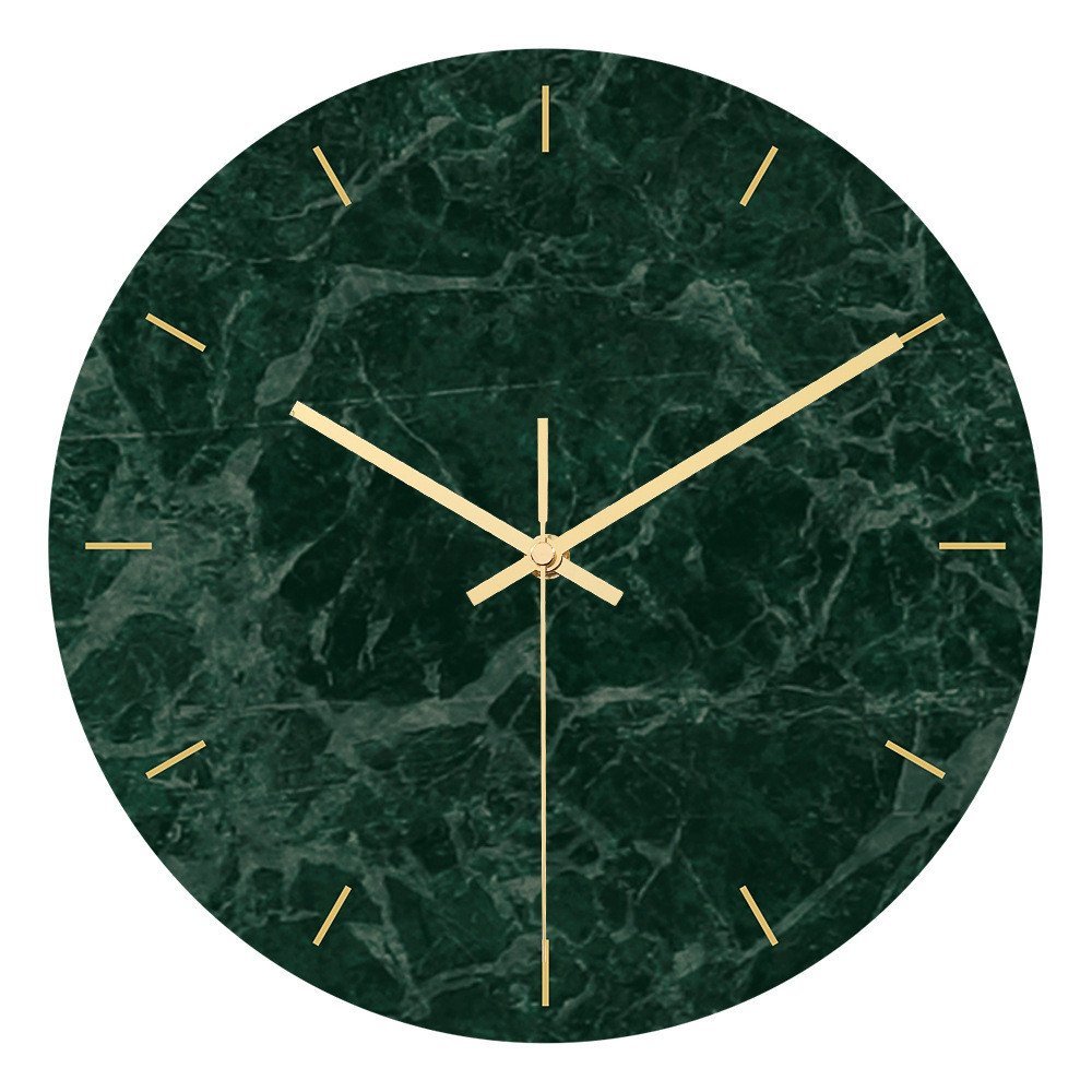 อะคริลิค UV Wall Clock CLOCK007 นาฬิกาห้องนั่งเล่นตกแต่งวัสดุ Simple Dark Green พิมพ์หินอ่อน JTI3