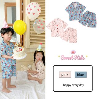 SweetKids พร้อมส่งจากกทม🌸ชุดนอนเด็ก🍓ชุดสองชิ้น เสื้อแขนสั้นกางเกงขาสั้น ลายการ์ตูนน่ารัก ใส่ได้ทั้งเด็กผู้ชายและผู้หญิง