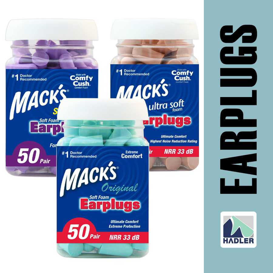 Macks Soft Foam Earplugs (50 คู่) ลดเสียงรบกวน | นอน นอนกรน ท่องเที่ยว | สลิมฟิตนุ่มพิเศษ
