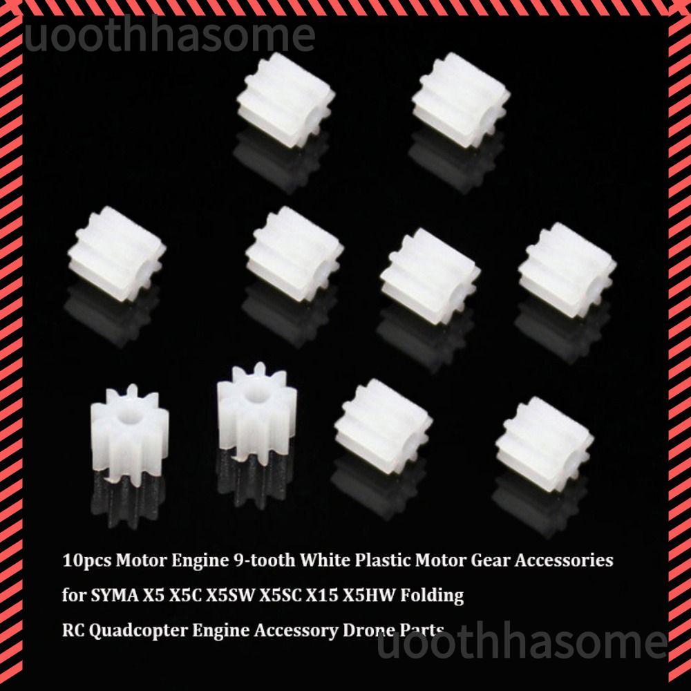 UOOTHASOME 10 ชิ้นมอเตอร์เกียร์,พลาสติกสีขาวมอเตอร์เกียร์, 9 ฟันพับ Quadcopter Drone อะไหล่สําหรับ S