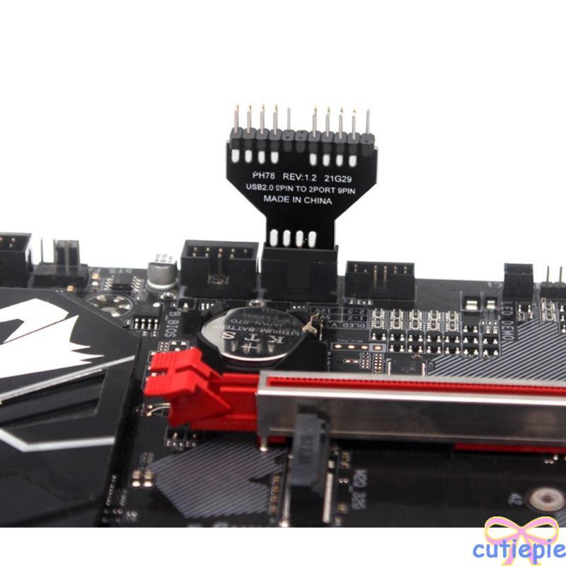 Cutie 1 ถึง 2 9 Pin USB HUB USB 2 0 ตัวเชื่อมต่อ USB2 0 9Pin อินเทอร์เฟซ Header Splitter