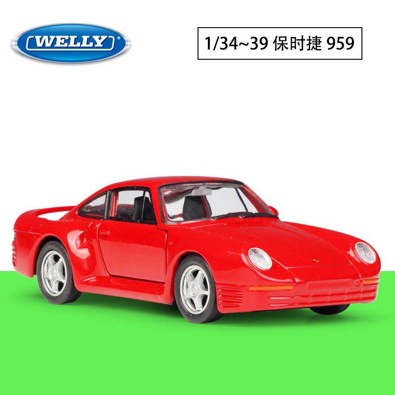 WELLY Willie 1: 36 Porsche Porsche 959 จําลองรถรุ่นดึงกลับรถของเล่น