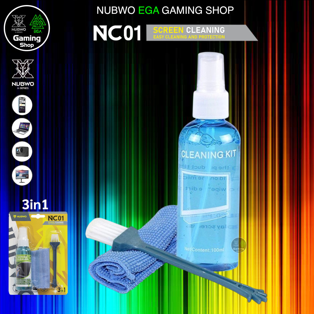 GAMING NUBWO NC-01 CLEANING EXPERT ON SCREEN น้ำยาทำความสะอาดอเนกประสงค์ แปรงป้องกันไฟฟ้าสถิตย์ ผ้าไมโครไฟเบอร์ NC01