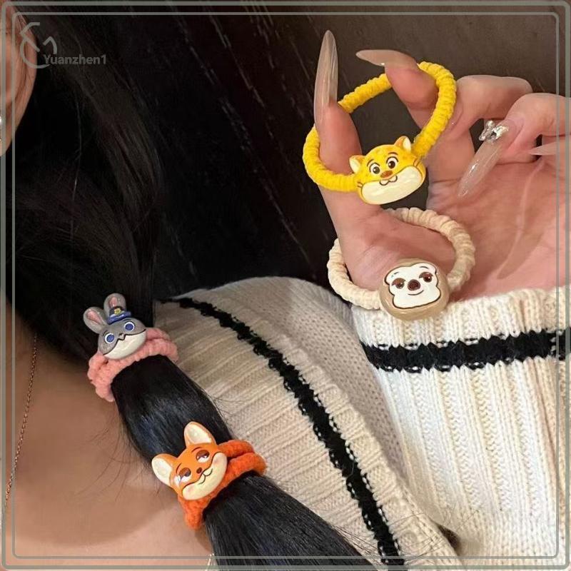 ZHEN 1/2/4 ชิ้นการ์ตูน Zootopia Scrunchies ผม Ties สําหรับผู้หญิงความยืดหยุ่นยางรัดแฟชั่นอะนิเมะเพื่