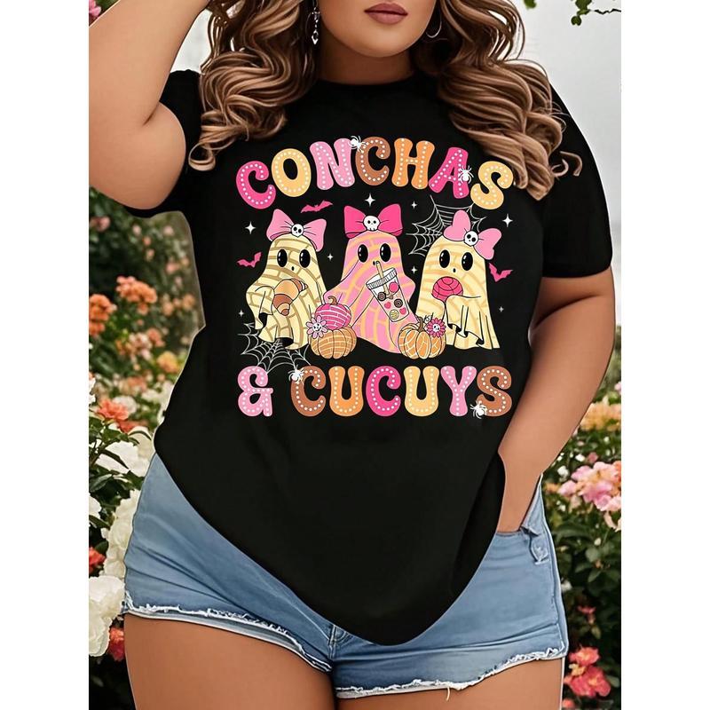 Baju Hantu Mexico, Tee Graphik Espooky Vibes Fantasma, Conka Day Of The Dead Baju-T Hantu Halloween 