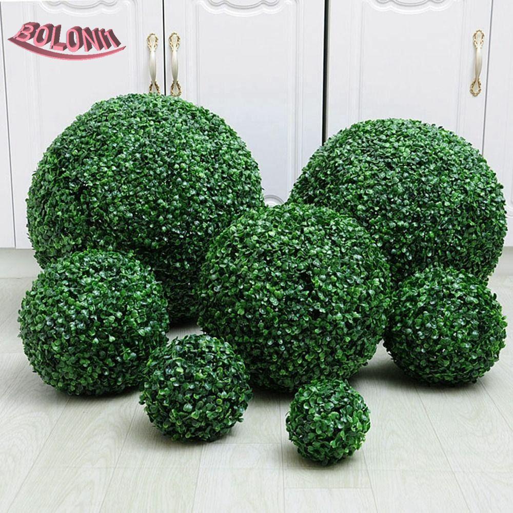 โบ หญ้าบอลตกแต่งบ้านกลางแจ้งทรงกลมพลาสติกเทียมตกแต่งสวนสีเขียวพืชสีเขียว