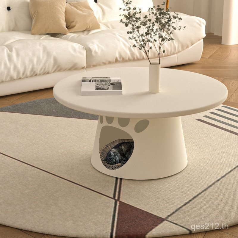 J Influencer ตาราง Creative Small Apartment Pet Shop ครอกแมวโต๊ะกาแฟรอบตารางห้องนั่งเล่นครีมในครัวเร