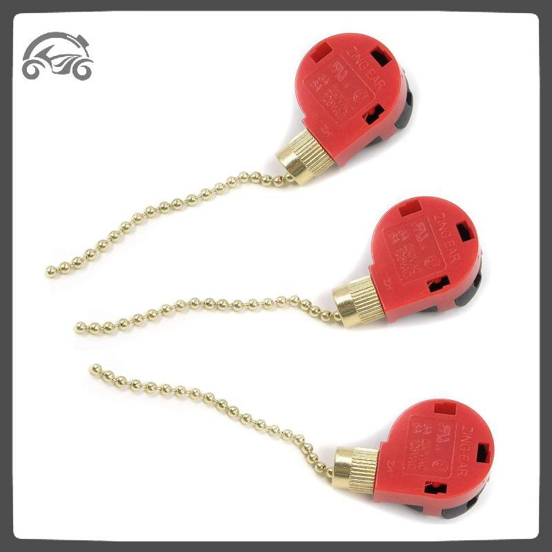 [8C11] สวิตช์พัดลมเพดานสีแดง 3 ความเร็ว 4 สาย ZE-268S6 สวิตช์ควบคุมความเร็วแบบดึงพัดลม [8C]