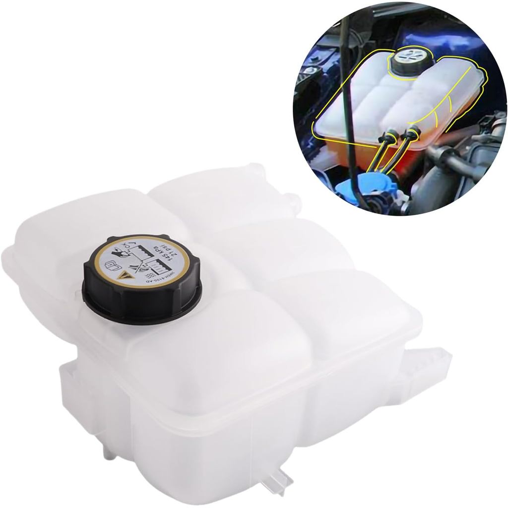 603-382 Front Engine Coolant Recovery Reservoir Tank with Cap, Compatible With 2012-2018 Focus 2013-