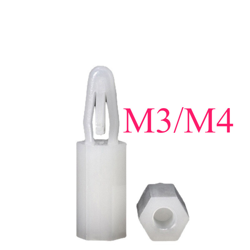 หัวเข็มขัดหกเหลี่ยมคอลัมน์ไนลอน M3 push-in PC board spacer คอลัมน์ยกคอลัมน์เครื่องบินหัวพลาสติกแยกคอ