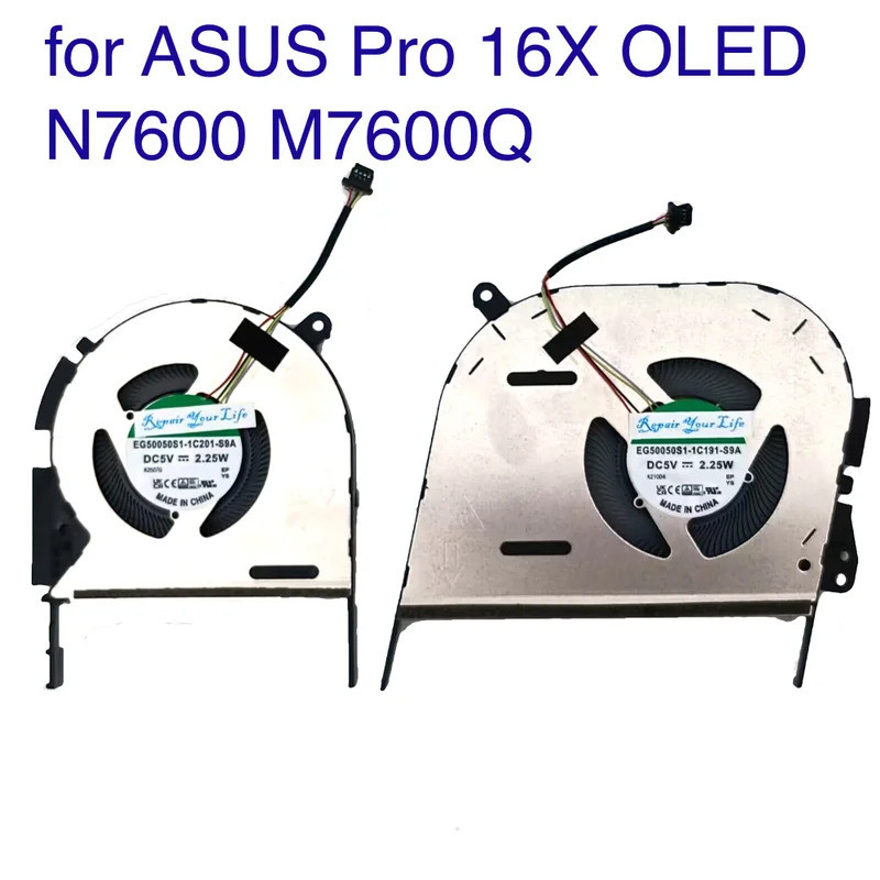 CPU GPU พัดลมระบายความร้อนสําหรับ ASUS Pro 16X OLED N7600 M7600 M7600Q X7600 M7600QE M7600RE 13NB0UV