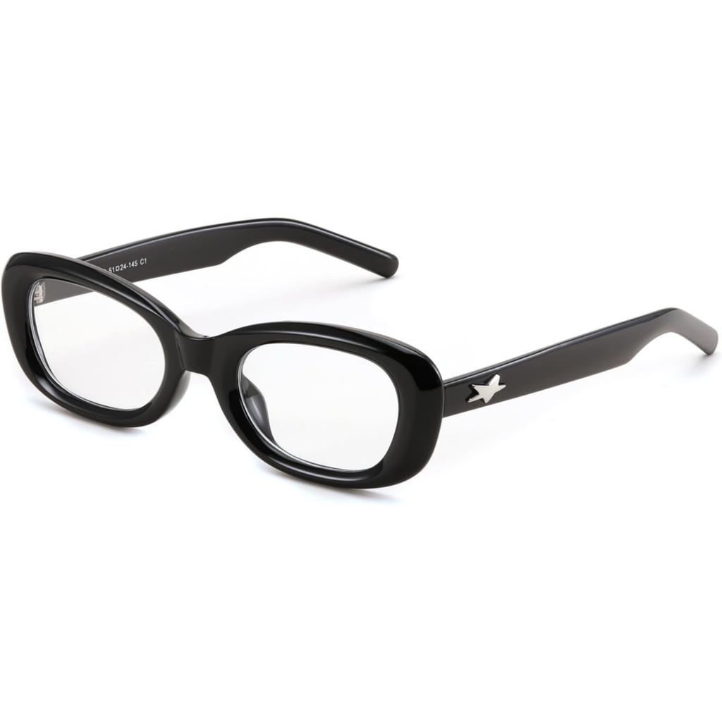 FEISEDY Retro Oval Blue Light Blocking Glasses for Women Nerd Fake Glasses Y2k Small Eyewear Frame B