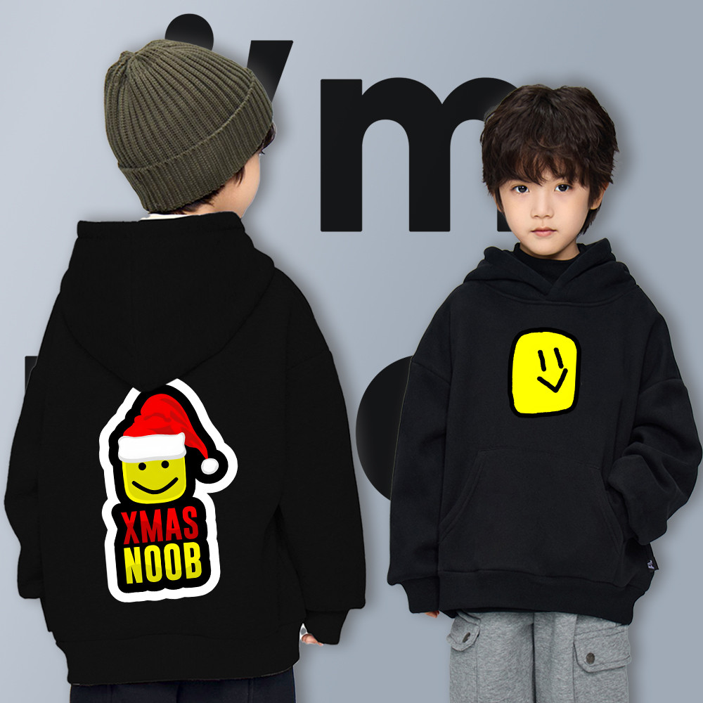I Am Noob Cotton แขนยาว Hoodie เด็ก Hoodie Cotton Kid'hoodie พิมพ์น่ารักไม่มีการย้อมสี ไม่มีการเปลี่