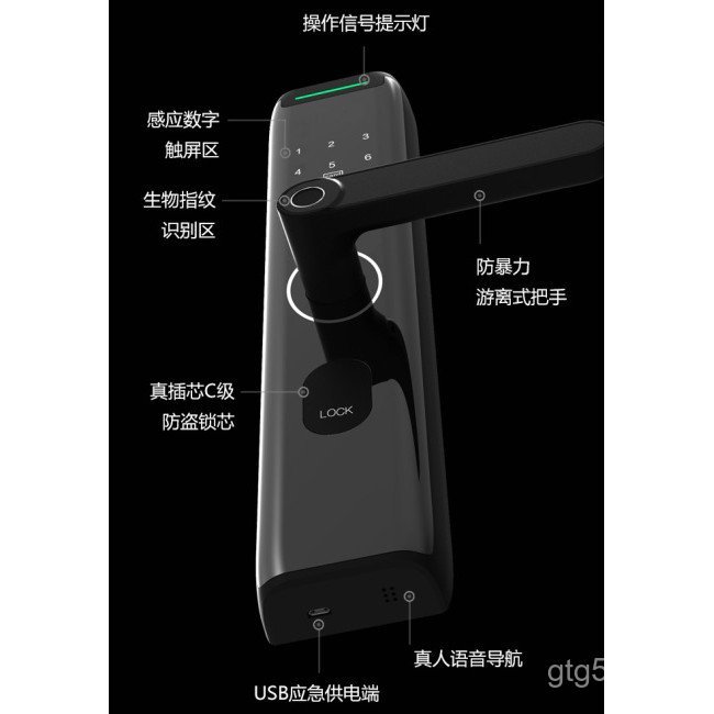 Tuya B & B North American Apartment สมาร์ทรีโมทประตูล็อครหัสผ่านลายนิ้วมือหน้าจอสัมผัส TTLock ส่งออก