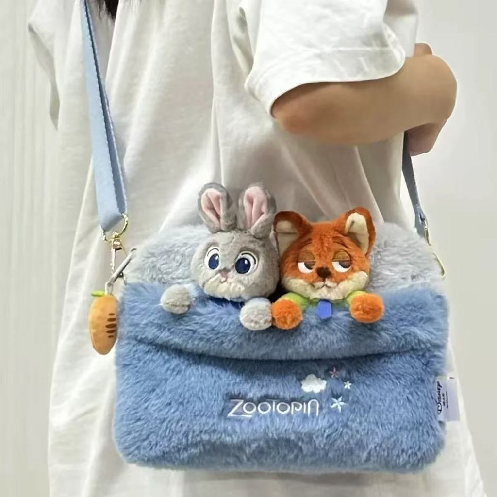 ตุ๊กตาขนปุกปุย Judy & Nick จากภาพยนตร์ Zootopia กระเป๋าสะพายข้าง/กระเป๋าถือ น่ารัก สไตล์การ์ตูน