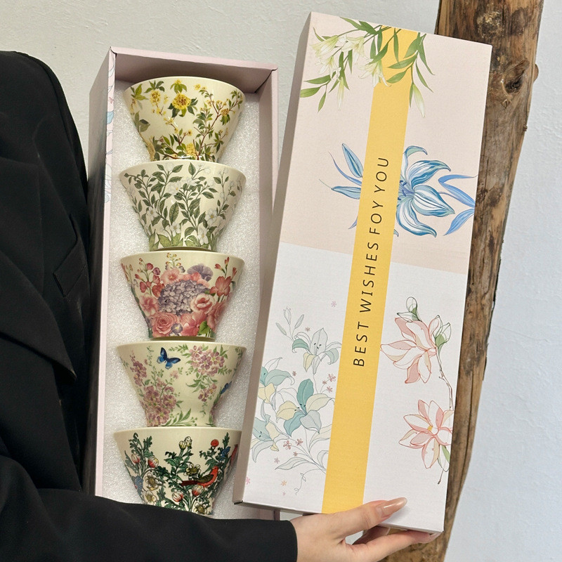 Fanhua Sijin ชามหมวกเซรามิกความรู้สึกระดับไฮเอนด์ชุดบนโต๊ะอาหารส่วนบุคคลเฉพาะชามข้าวที่มาพร้อมกับกล่