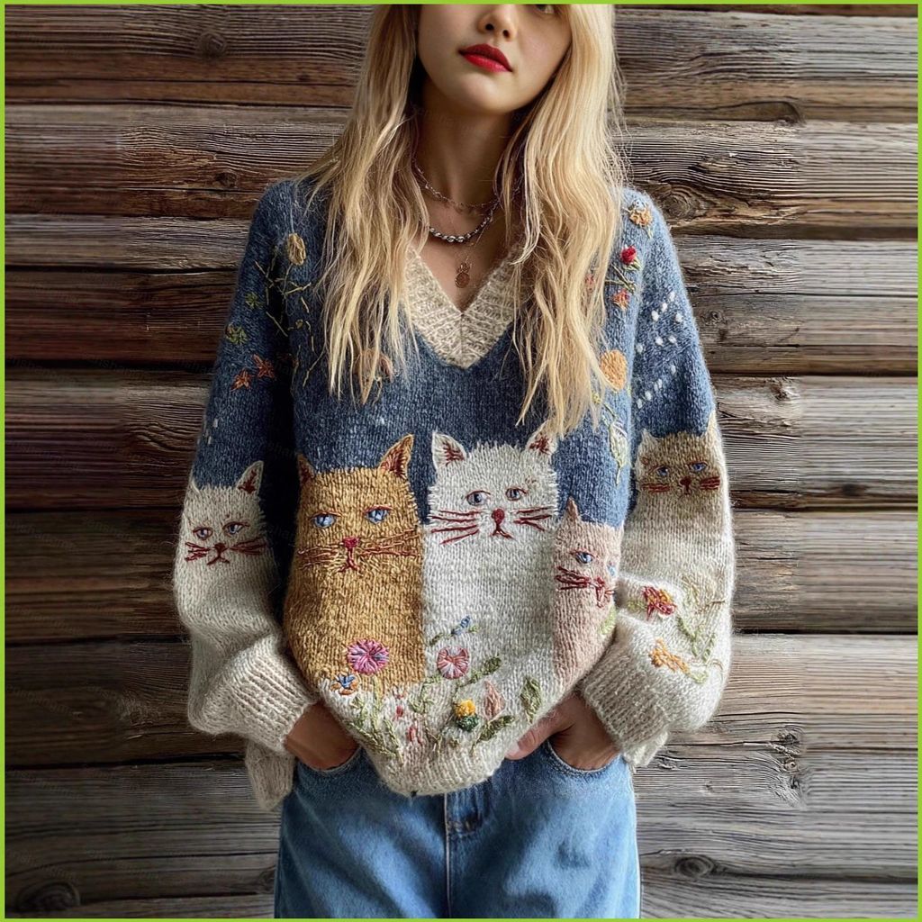 PS2 Halloween 3D การพิมพ์ดิจิตอล V คอผู้หญิงหลวมเสื้อกันหนาว Soft touch casual เสื้อกันหนาว SP2