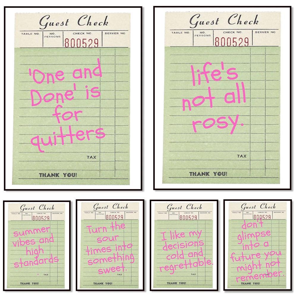 Vintage Guest Check Not All Roses ฤดูร้อน Vibes สไตล์ค็อกเทล Wall Art พิมพ์ไวน์ Martini แอลกอฮอล์โปส