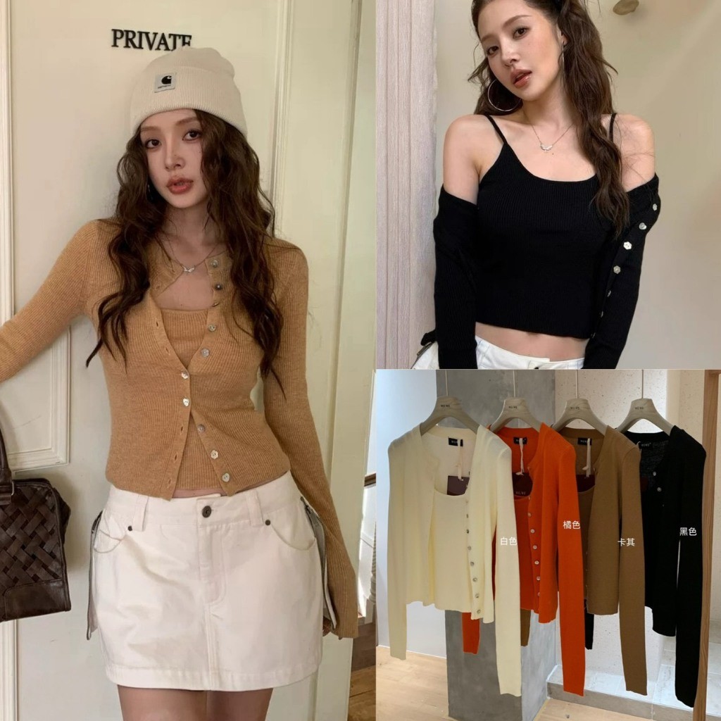 W7869 เสื้อสายเดี่ยว ผ้าทอเนื้อนิ่ม ผ้าร่องเข้ารูป