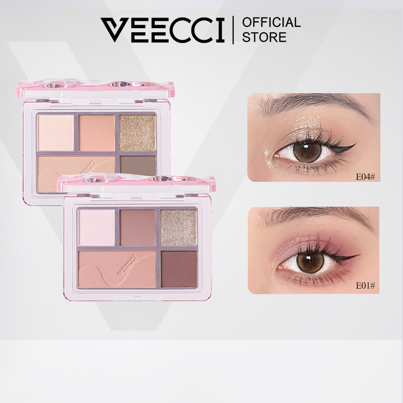 VEECCI อายแชโดว์ พาเลท 5 สี ชิมเมอร์ เคลือบ อเนกประสงค์ รายวัน พาเลทตา (5.2g)
