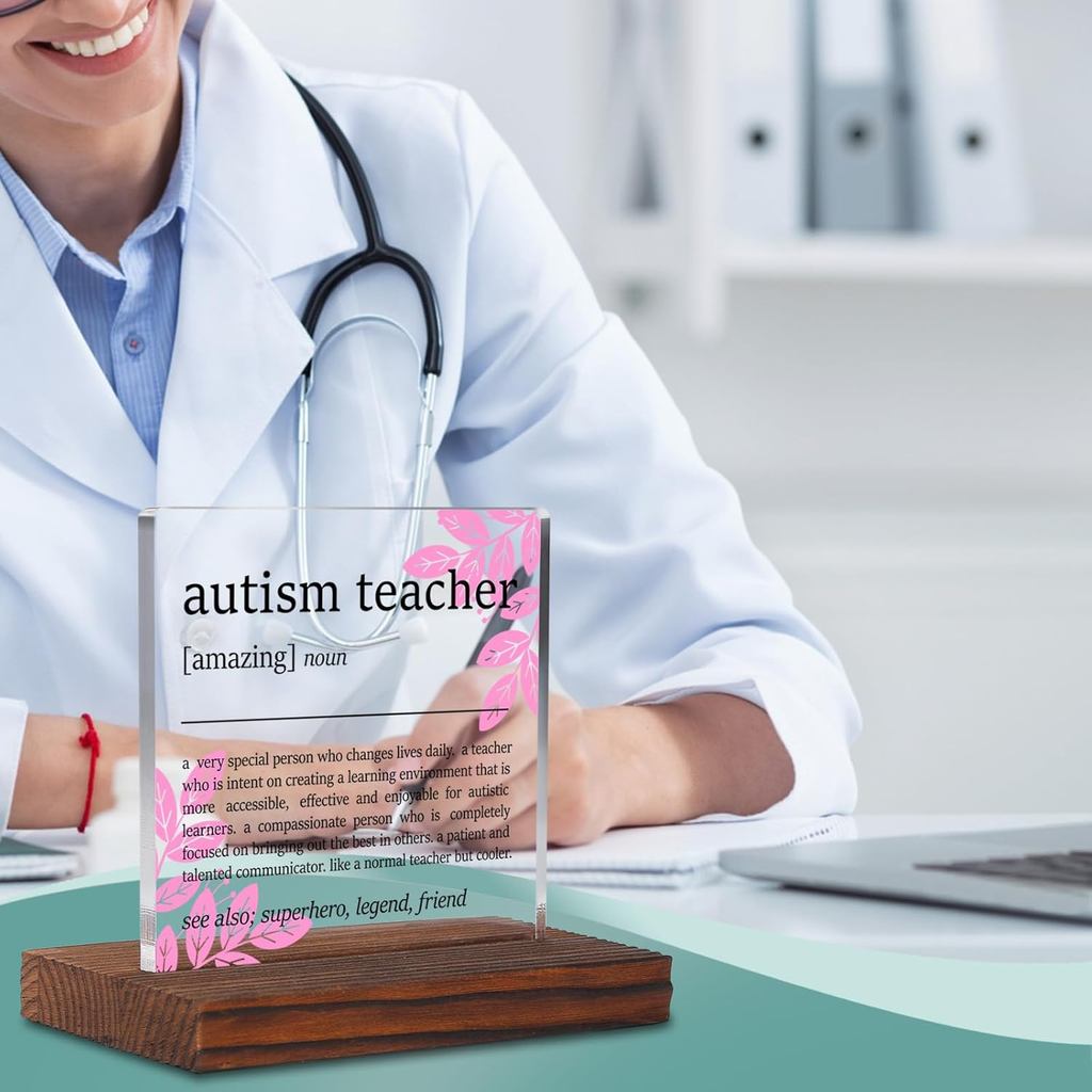 Appreciation Gifts for Autism Teacher Clear Desk Decor Sign, Autism Teacher Gift Thank You Graduatio
