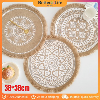 Nordic Table Mat Retro Woven Placemat Tassel Heat Insulation Coasters Decoration mat Coffee Cup Mats