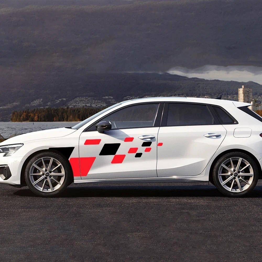 รถสติกเกอร์ด้านข้างประตู Trims Decals อุปกรณ์เสริมภายนอกอัตโนมัติสําหรับ Audi A3 8V 8P ซีดาน 8Y 8L T