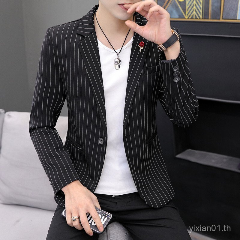 ชุดสูทผู้ชายใหม่เวอร์ชั่นเกาหลีอินเทรนด์ทุกการแข่งขันชุดเล็กสบายๆเดียวแจ็คเก็ตตะวันตกเสื้อผ้าผู้ชายห