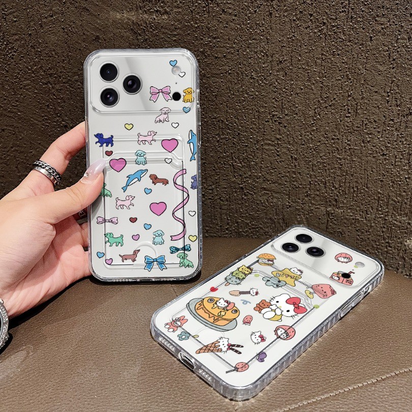 โปร่งใสช่องใส่การ์ดสําหรับ Xiaomi 15T 11T 14T 13T Pro Poco C40 C65 C75 C71 C61 C85 M5S เคสโทรศัพท์น่ารักการ์ตูนสัตว์พิมพ์สําหรับ Poco X6 X3NFC X7 M3 M6 Pro