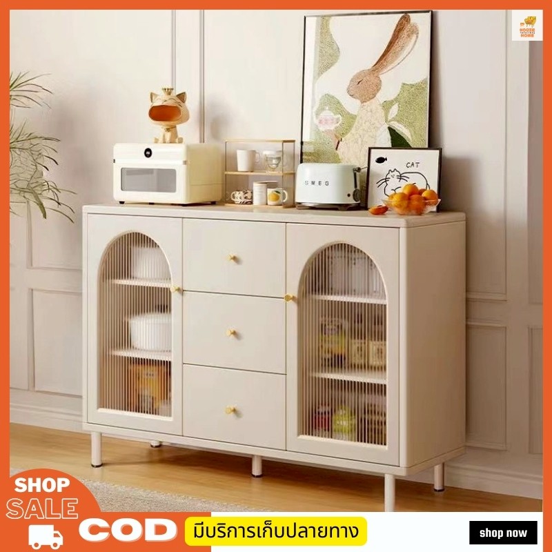 ตู้เก็บของ ตู้เก็บของอเนกประสงค์ พร้อมลิ้นชัก บานประตูกระจก ดีไซน์เรียบหรู ทันสมัย วัสดุไม้คุณภาพดี ใช้งานได้หลากหลาย