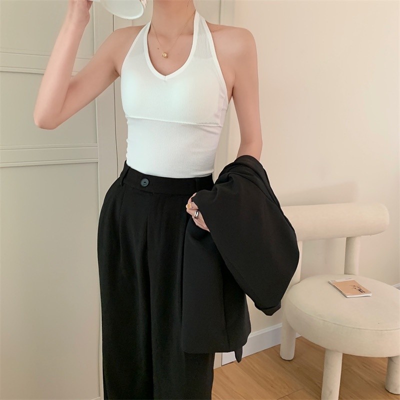 GBV Tanktop Bra ผู้หญิงเนคไทลวดฟรี 6556 เซ็กซี่ V คอด้านบนรุ่น Elastic Crop Top สไตล์เกาหลี Crop Bra