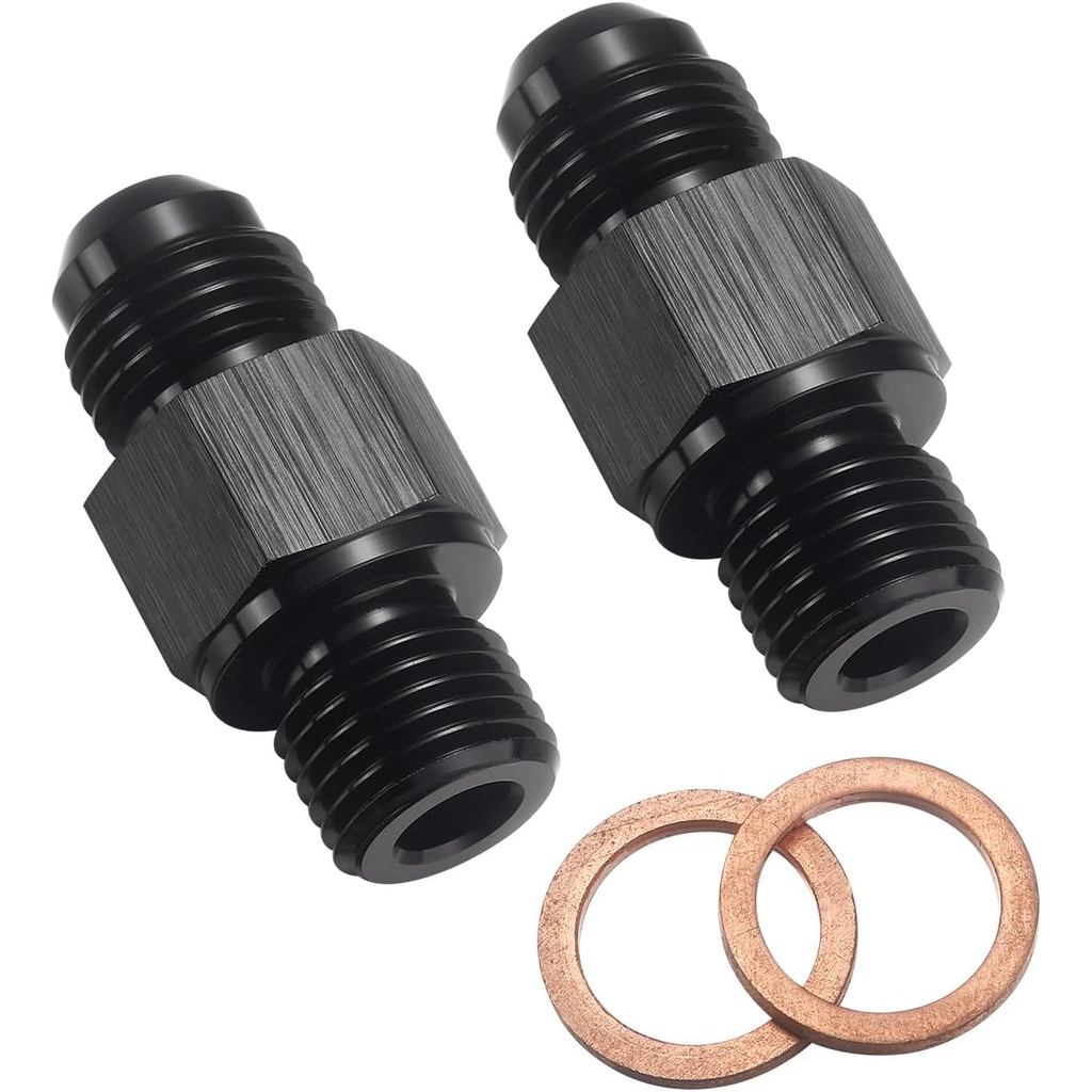 6AN Male Flare to 1/4 NPSM Transmission Cooler Adapter Fitting Aluminum Black Fits TH350 TH400 4L60E