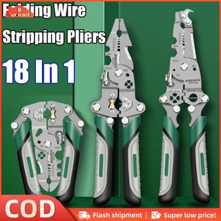 18-in-1 Foldable Multifunctional Pliers Set | Heavy Duty Wire Stripper, Cutter, Crimping Tool, Cable