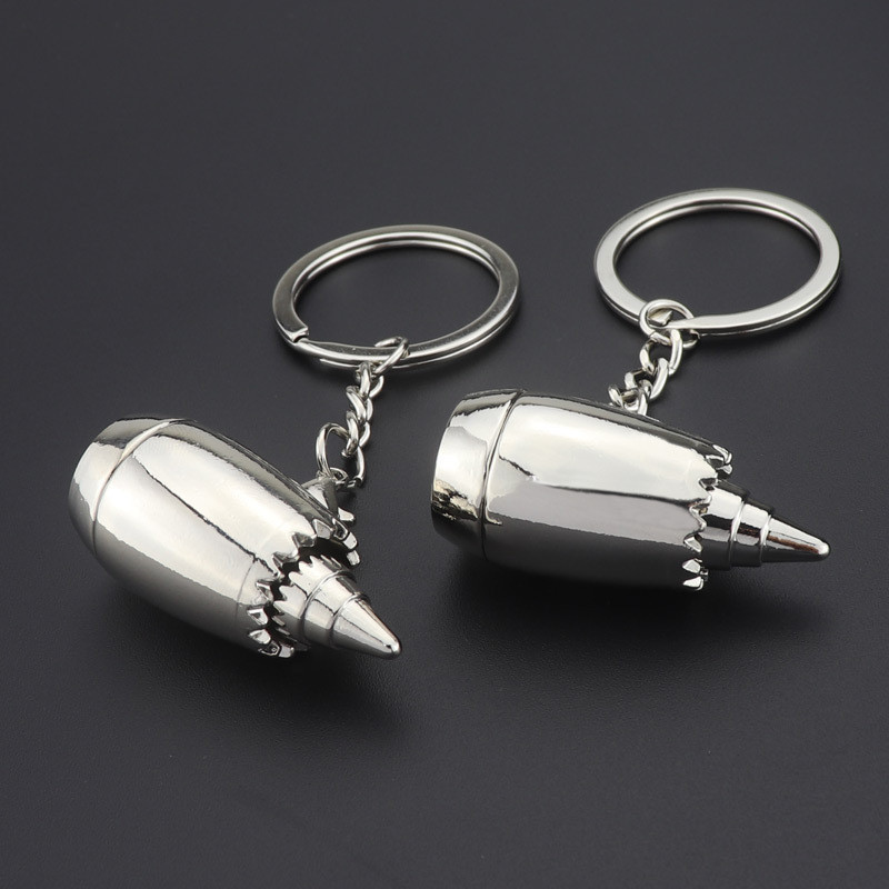 XINPIN*Creative Aircraft Engine Keychain Metal Small Gift Aircraft Engine Keychain Aviation College 