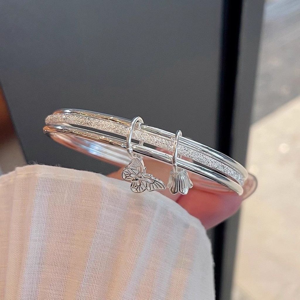 /hotsellltem999 เงินสเตอร์ลิงสามชีวิตสามชีวิตสร้อยข้อมือหญิงสามแหวนผีเสื้อ Lily of the Valley แฟชั่น