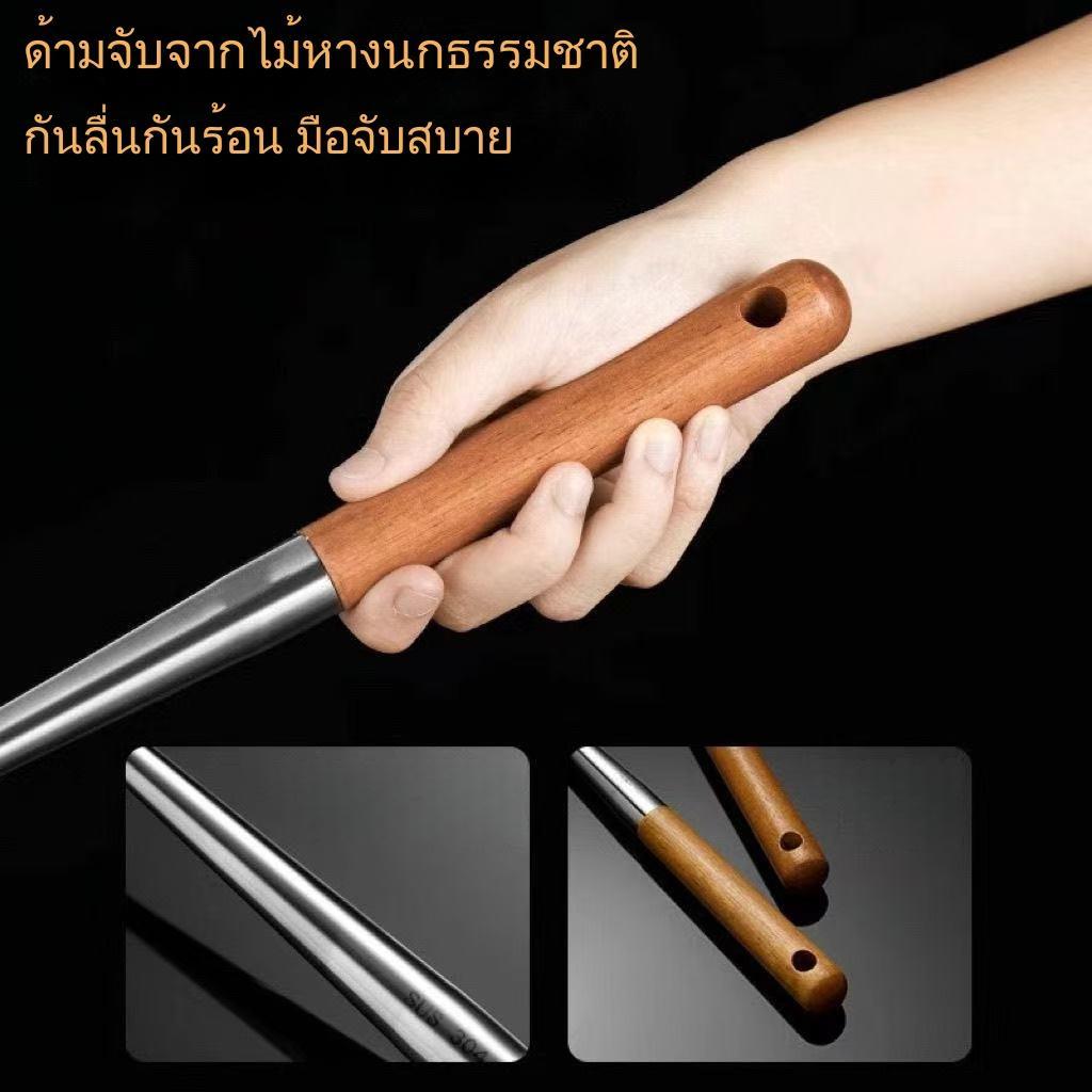 ช้อนผัดสแตนเลส 304 สำหรับใช้ในบ้าน ช้อนซุปด้ามยาว ช้อนกรองซุป ใช้ตักซุป ช้อนตักยาว พายกระทะสำหรับผัด - รูปที่ 3
