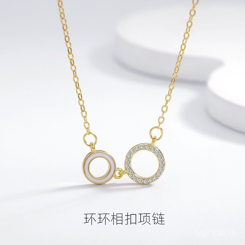 เครื่องประดับเพทายแสงหรูหราสไตล์เงินเกาหลีสร้อยคอหวานสุภาพสตรี925แหวนคู่แฟชั่นเงินสเตอร์ลิงเรขาคณิตแ