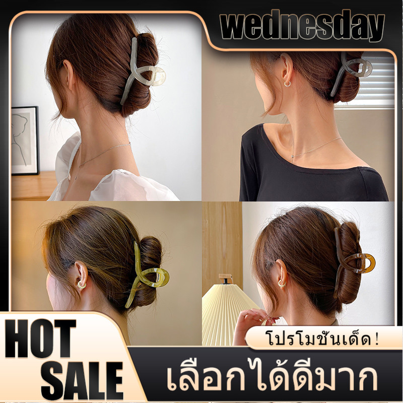 WED คุณภาพสูงสแควร์คลิปผมผู้หญิงแฟชั่น เคลือบ ปลาฉลาม คลิปอุปกรณ์เสริมผมที่เรียบง่าย🌸จัดส่งในกรุงเทพฯ🌸