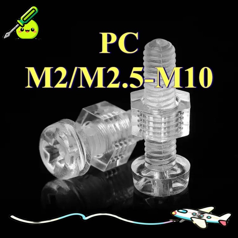 โปร่งใส Cross Round Head Bolt PC พลาสติก Bolt/Nut M2/M2.5/M3/M4/M5/M6/M8/M10xc-f2
