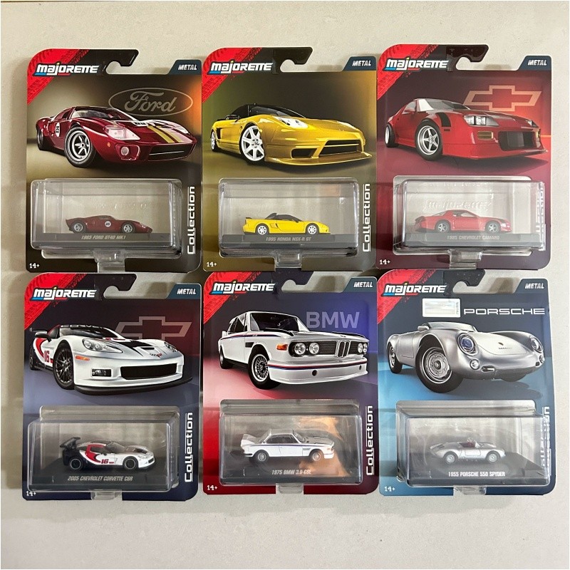 [คลังสินค้าพร้อม] MAJORETTE โมเดลรถโลหะผสม Retro Sports Car Collection โมเดลรถ Ford Porsche โมเดลรถ
