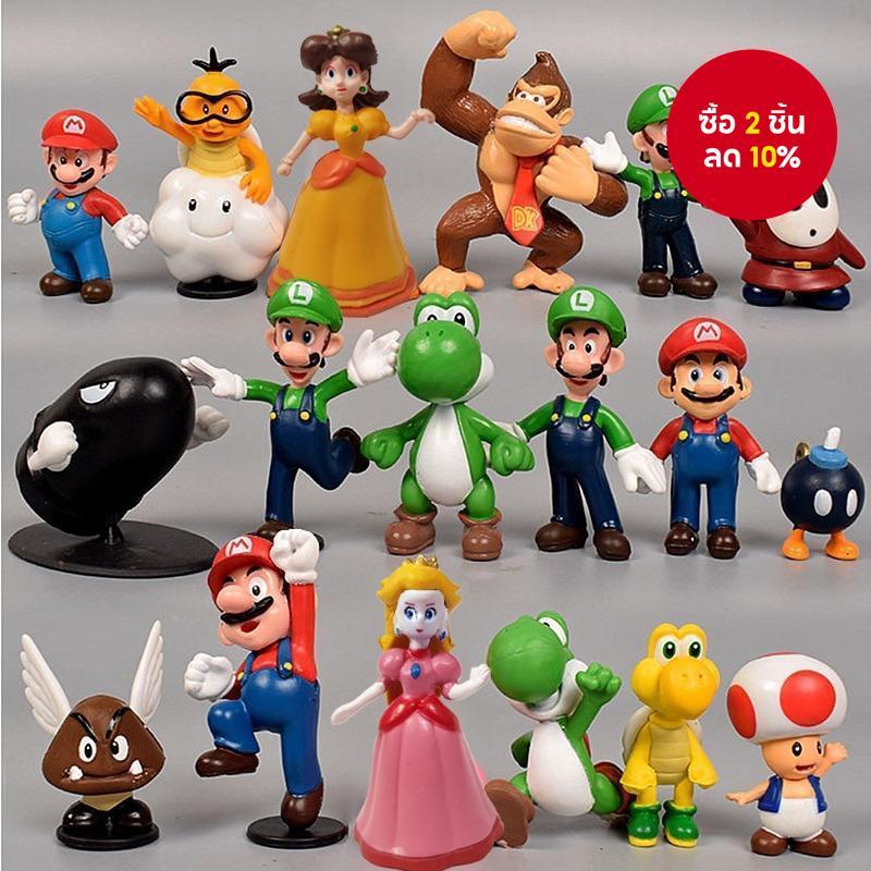 < Available > 18 ชิ้น 10 ชิ้น 6 ชิ้นอะนิเมะ Super Mario Bros ตัวเลขการกระทํา PVC Yoshi พีชเจ้าหญิง Luigi Donkey Kong ตุ๊กตาของเล่นเด็ก 3-7 ซม.